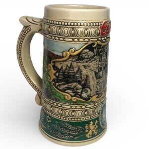 1990 Edition Coors Beer Vintage Stein showing bottles near a waterfall